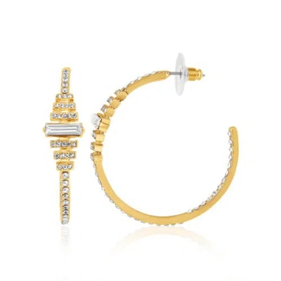 Bcbg Eneration Crystal Baguette Hoop Earrings In Gold