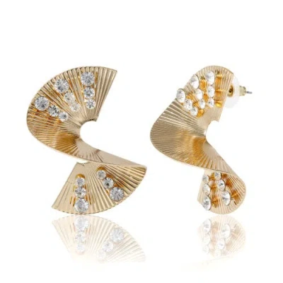 Bcbg Eneration Sculpted Fan Crystal Earrings In Gold