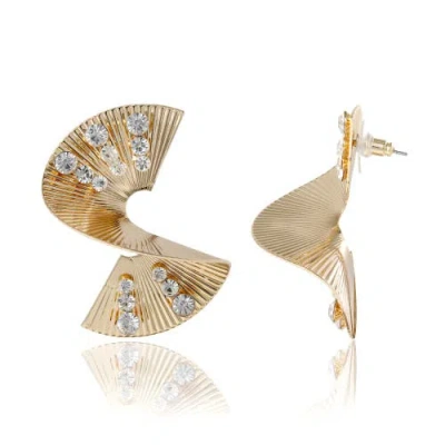 Bcbg Eneration Sculpted Fan Crystal Earrings In Gold