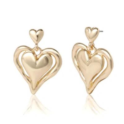 Bcbg Eneration Double Heart Drop Earrings In Gold
