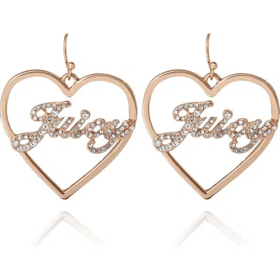 Juicy Couture Juicy Script Crystal Heart Drop Earrings In Gold