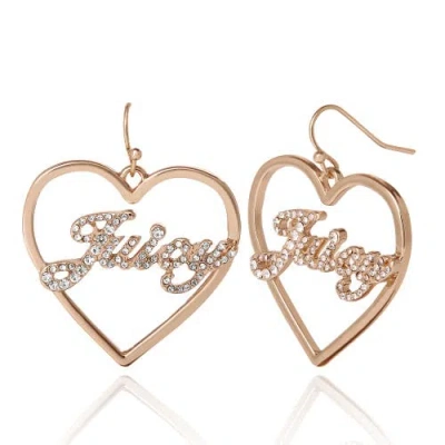 Juicy Couture Juicy Script Crystal Heart Drop Earrings In Gold