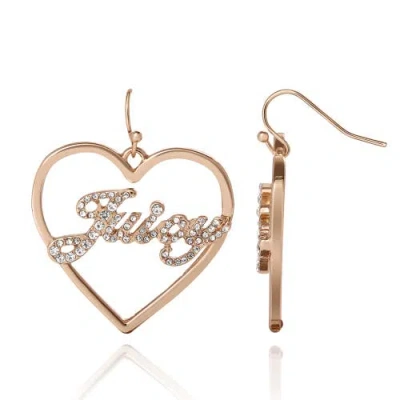 Juicy Couture Juicy Script Crystal Heart Drop Earrings In Gold