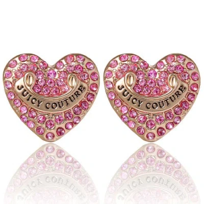 Juicy Couture Heart Stud Earrings With Crystal Accents In Purple