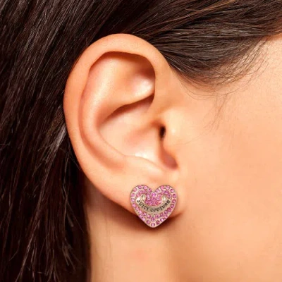 Juicy Couture Heart Stud Earrings With Crystal Accents In Purple