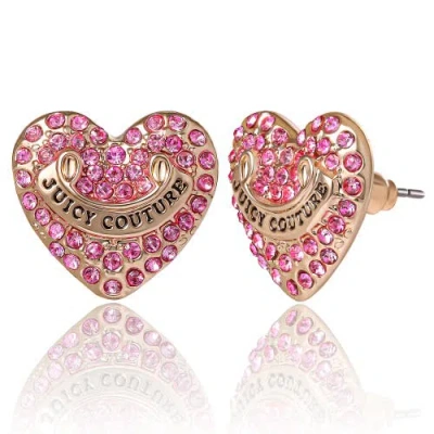 Juicy Couture Heart Stud Earrings With Crystal Accents In Purple