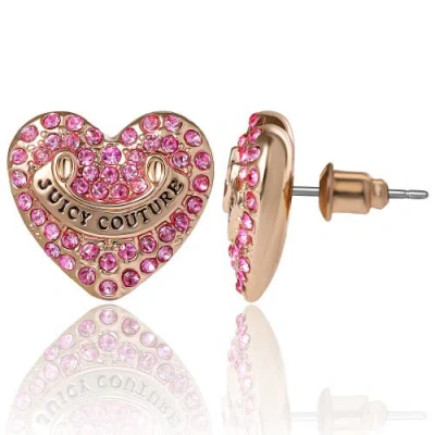 Juicy Couture Heart Stud Earrings With Crystal Accents In Purple