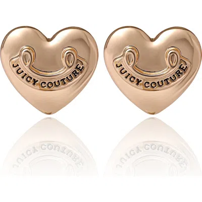 Juicy Couture Heart Stud Earrings With Iconic Logo In Gold