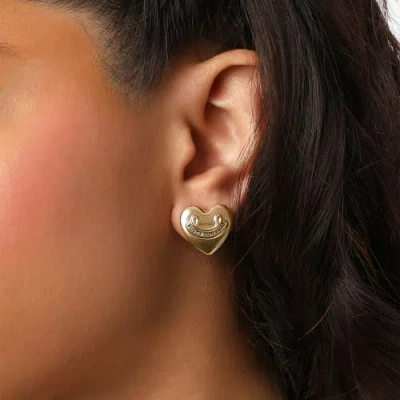 Juicy Couture Heart Stud Earrings With Iconic Logo In Gold
