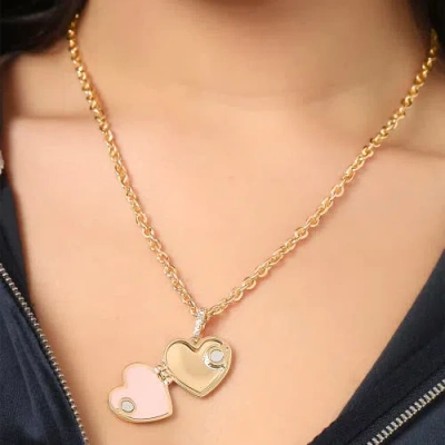 Juicy Couture Gold-tone Crystal Heart Locket Pendant Necklace