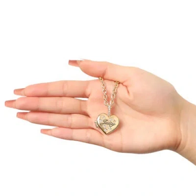 Juicy Couture Gold-tone Crystal Heart Locket Pendant Necklace