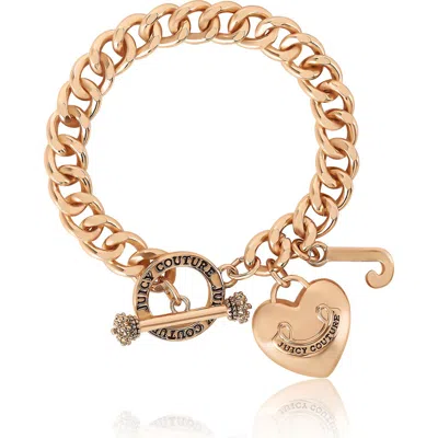 Juicy Couture Toggle Bracelet With Crystal Heart Charm In Gold