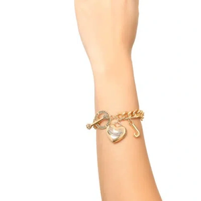 Juicy Couture Toggle Bracelet With Crystal Heart Charm In Gold