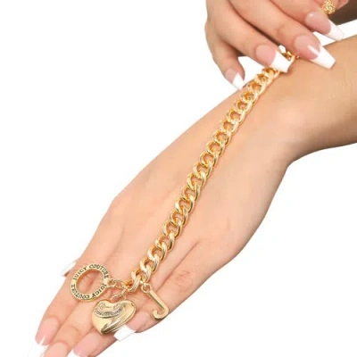 Juicy Couture Toggle Bracelet With Crystal Heart Charm In Gold