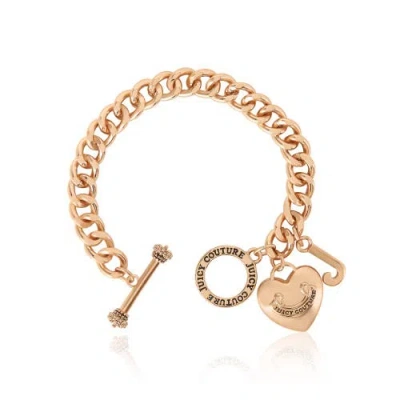 Juicy Couture Toggle Bracelet With Crystal Heart Charm In Gold