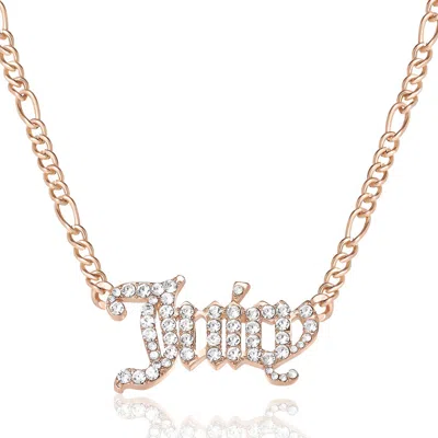 Juicy Couture Juicy Script Crystal Chain Necklace In Gold