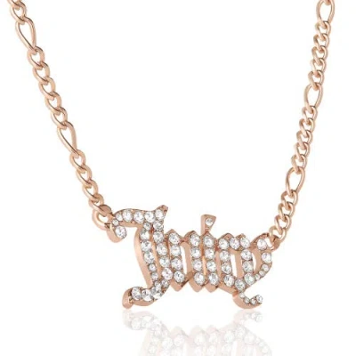 Juicy Couture Juicy Script Crystal Chain Necklace In Gold