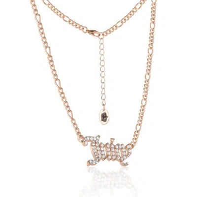 Juicy Couture Juicy Script Crystal Chain Necklace In Gold