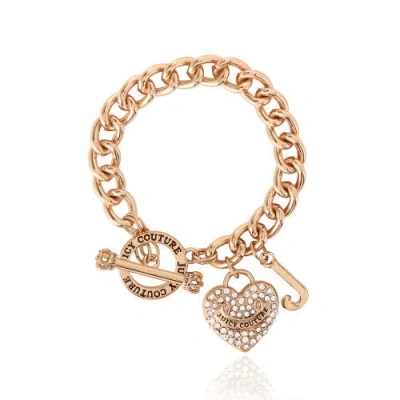 Juicy Couture Toggle Bracelet With Crystal Heart Charm In Gold