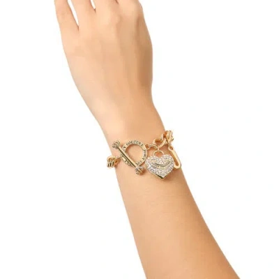 Juicy Couture Toggle Bracelet With Crystal Heart Charm In Gold
