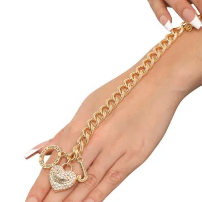 Juicy Couture Toggle Bracelet With Crystal Heart Charm In Gold