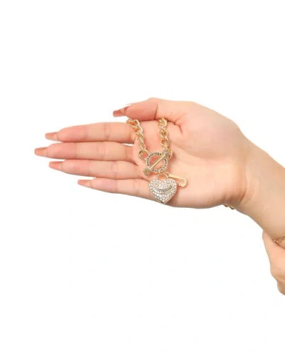 Juicy Couture Toggle Bracelet With Crystal Heart Charm In Gold