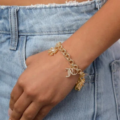 Juicy Couture Charm Bracelet With Bow And Pave Details In Gold