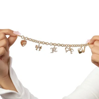 Juicy Couture Charm Bracelet With Bow And Pave Details In Gold
