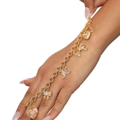 Juicy Couture Charm Bracelet With Bow And Pave Details In Gold