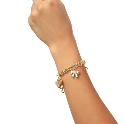 Juicy Couture Charm Bracelet With Bow And Pave Details In Gold