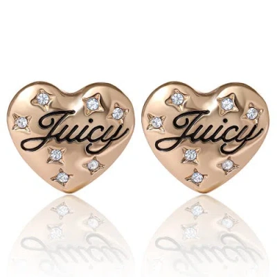 Juicy Couture Crystal-embellished Heart Stud Earrings In Gold