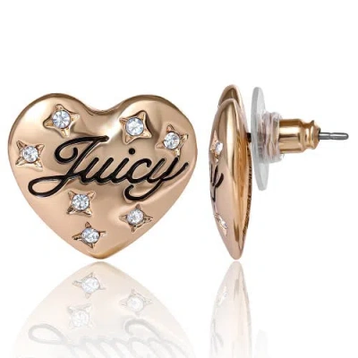 Juicy Couture Crystal-embellished Heart Stud Earrings In Gold