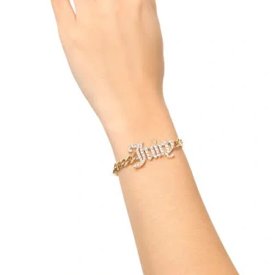 Juicy Couture Juicy Script Crystal Chain Bracelet In Gold