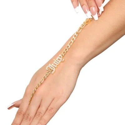 Juicy Couture Juicy Script Crystal Chain Bracelet In Gold