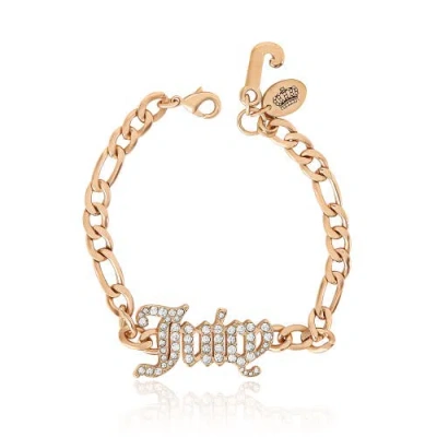 Juicy Couture Juicy Script Crystal Chain Bracelet In Gold