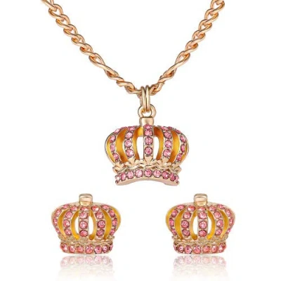 Juicy Couture Crown Pendant Necklace & Stud Earrings Set In Gold