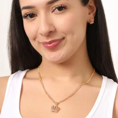 Juicy Couture Crown Pendant Necklace & Stud Earrings Set In Gold