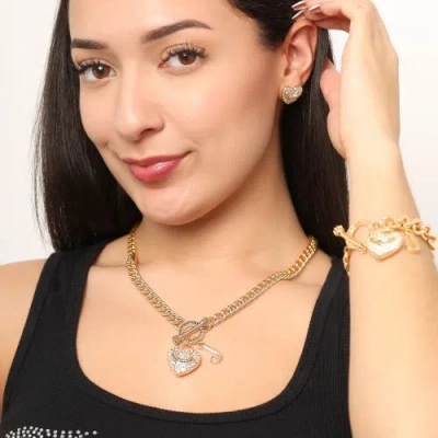 Juicy Couture Gold-tone Heart And Logo Toggle Charm Necklace