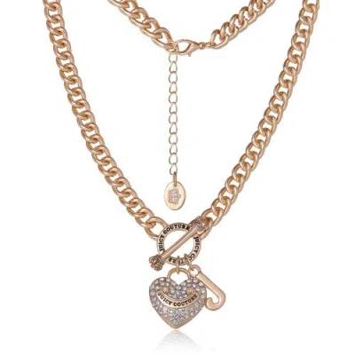 Juicy Couture Gold-tone Heart And Logo Toggle Charm Necklace