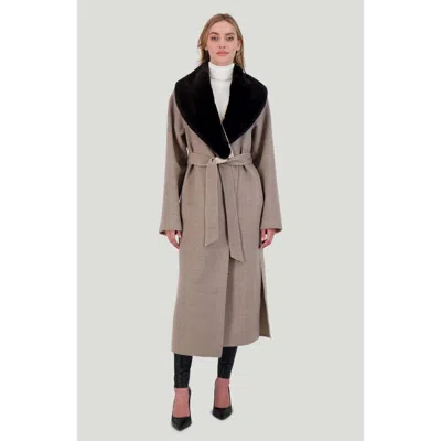 Gorski Wool Coat With Detachable Shearling Lamb Collar In Brown