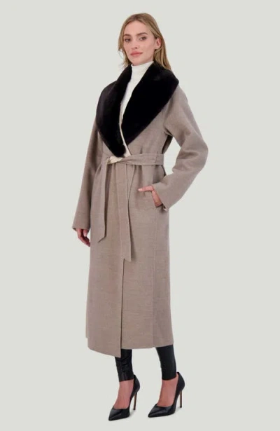 Gorski Wool Coat With Detachable Shearling Lamb Collar In Brown