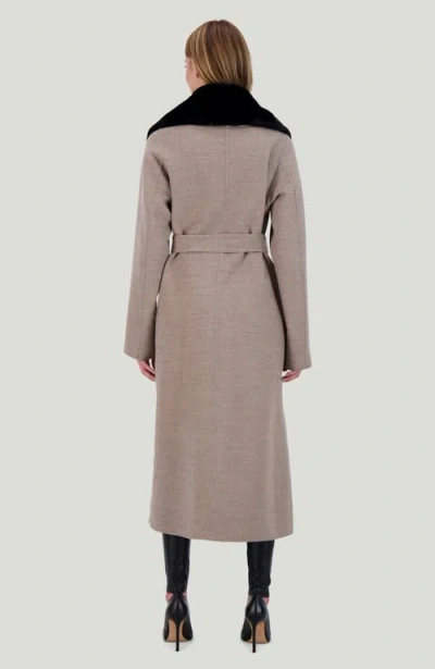 Gorski Wool Coat With Detachable Shearling Lamb Collar In Brown