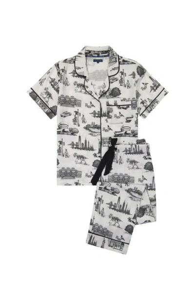 Katie Kime New York Toile Pajama Pants Set In Black