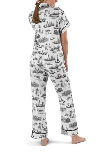 Katie Kime New York Toile Pajama Pants Set In Black