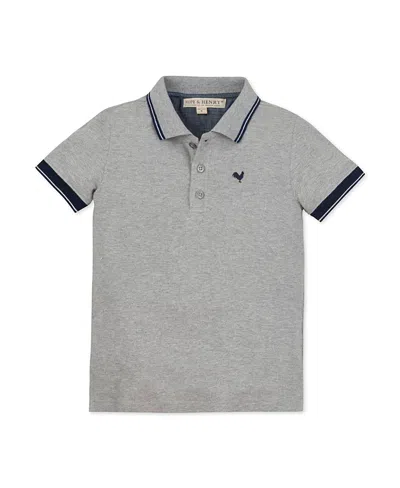 Hope & Henry Boys' Organic Short Sleeve Knit Pique Polo Shirt - Big Kid In Gray