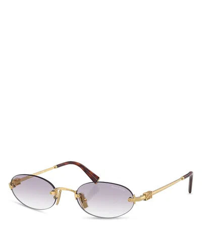 Miu Miu Logo Metal Oval Sunglasses In Gold