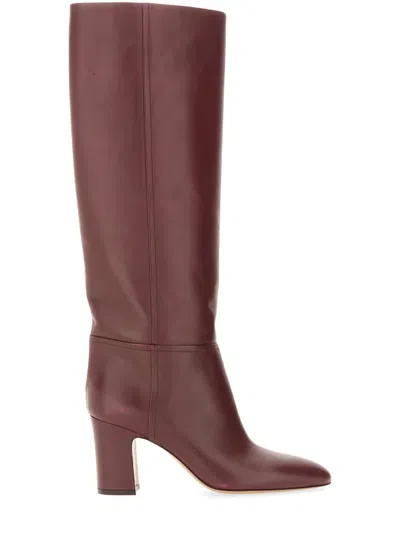 Paris Texas Calfskin Boots With A Pointed Toe In Burgundy