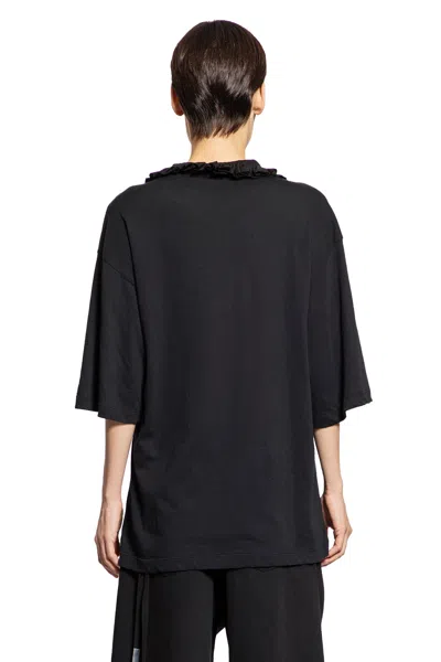 Ann Demeulemeester Agapi Printed High Comfort T-shirt With Detachable Collar In Black