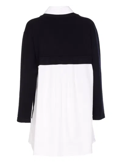 Elisabetta Franchi Dress With Contrast Collar And V-neckline In Black