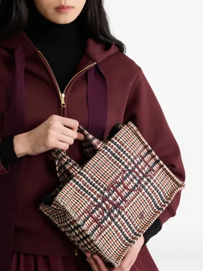 LOGO刺绣千鸟格纹托特包